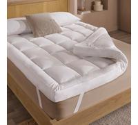 Slumberdown 10cm Box Quilted Mattress Topper Double Bed - Extra Deep & Breathable Topper with Elasticated Straps | Non-Allergenic, Machine Washable & 2-Year Guarantee (135 x 190cm)