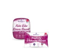 Slumberdown Feels Like Down 13.5 Tog Duvet with 2 Rebound Pillows in White | Size: Double Slumberdown White Double