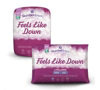 Slumberdown Feels Like Down Single Duvet 10.5 Tog All Year Round Quilt Summer Winter 2 Medium Support Pillows Washable