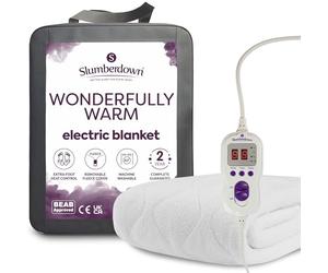 Slumberdown Luxury Electric Blanket Double - Multi-Zone Single Control Fleece Blanket with 9 Heat Settings | BEAB-Approved, Easy Fit Straps & Washable Heated Blanket (150 x 120cm)