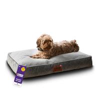 Slumberdown Luxury Padded Dog Bed Medium (60 * 80 * 20cm) - Supportive, Cushioned & Washable Crate Mattress for Puppies, Dogs & Cats | Orthopedic, UK-Made, Non-Slip Base, Grey