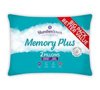Slumberdown Memory Foam Pillows 2 Pack - Breathable & Supportive Back & Side Sleeper Pillow for Neck and Shoulder Pain Relief | Soft Touch Knit Cover, UK-Made, Non-Allergenic, Easy Care (38 x 64cm)