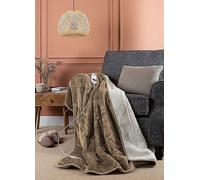 Slumberdown Natural Cosy & Snug Sherpa Fleece Heated Throw Mole