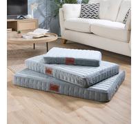 Slumberdown Orthopedic Dog Bed Large - Washable Anti-Anxiety Mattress for Crate, Puppy, Cat - Soft Removable Velvet Cover, Anti-Slip Car Bed - Made in UK, Grey