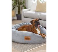 Slumberdown Donut XL Dog Bed (85 cm) - Soft, Supportive & Calming Nest for Puppy, Dogs & Cats | UK-Made, Washable, Non-Slip Base, Plush Cushioning Comfort in Grey
