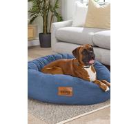Slumberdown Donut XL Dog Bed (85 cm) - Soft, Supportive & Calming Nest for Puppy, Dogs & Cats | UK-Made, Washable, Non-Slip Base, Plush Cushioning Comfort in Navy