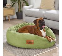 Slumberdown Donut XL Dog Bed (85 cm) - Soft, Supportive & Calming Nest for Puppy, Dogs & Cats | UK-Made, Washable, Non-Slip Base, Plush Cushioning Comfort in Green