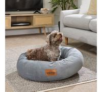 Slumberdown Donut Dog Bed Medium (65 cm) - Soft, Supportive & Calming Nest for Puppy, Dogs & Cats | UK-Made, Washable, Non-Slip Base, Plush Cushioning Comfort in Grey