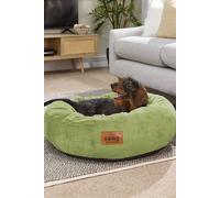 Slumberdown Donut Dog Bed Large (75 cm) - Soft, Supportive & Calming Nest for Puppy, Dogs & Cats | UK-Made, Washable, Non-Slip Base, Plush Cushioning Comfort in Green