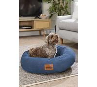 Slumberdown Donut Dog Bed Medium (65 cm) - Soft, Supportive & Calming Nest for Puppy, Dogs & Cats | UK-Made, Washable, Non-Slip Base, Plush Cushioning Comfort in Navy