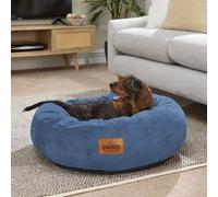Slumberdown Donut Dog Bed Large (75 cm) - Soft, Supportive & Calming Nest for Puppy, Dogs & Cats | UK-Made, Washable, Non-Slip Base, Plush Cushioning Comfort in Navy