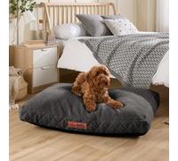 Slumberdown Sherpa Dog Bed Large Washable - Raised Anti Anxiety Calming Cat/Puppy Bed, Dog Crate Mattress for Medium/Large/XL Pets & Adults - Anti Slip Human Dog Beds, Soft Removable Cover, Light Grey