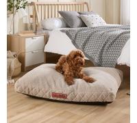 Slumberdown Sherpa Dog Bed Large Washable - Raised Anti Anxiety Calming Cat/Puppy Bed, Dog Crate Mattress for Medium/Large/XL Pets & Adults - Anti Slip Human Dog Beds, Soft Removable Cover, Biscuit