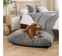 Slumberdown Sherpa Dog Bed Large Washable - Raised Anti Anxiety Calming Cat/Puppy Bed, Dog Crate Mattress for Medium/Large/XL Pets & Adults - Anti Slip Human Dog Beds, Soft Removable Cover, Light Grey