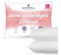 Slumberdown Warm Winter Nights Bed Pillows 2 Pack - Breathable & Non-Allergenic Medium Support Back Sleeper Pillow | UK Made, Soft Touch Cover, Washable (48 x 74cm)