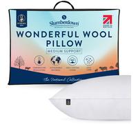 Slumberdown 100% British Wool Pillow 1 Pack - Naturally Cooling & Moisture-Wicking for Hot Sleepers, Luxury Back & Side Sleeper Pillow - Hypoallergenic Cotton Cover, UK-Made (48 x 74cm)
