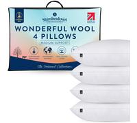 Slumberdown Wonderful Wool Firm Support Pillow - Cover: 100% Cotton Filling: 100% British Wool - Medium - 4 Pack