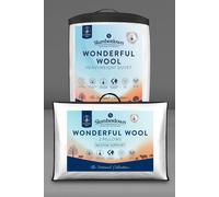 Wonderful Wool Heavyweight Duvet with 2 Medium Support Pillows Slumberdown White Single