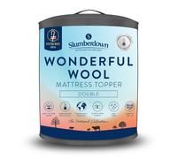Slumberdown Wool Mattress Topper Double Bed - 100% Natural British Wool Mattress Cover, Temperature/Moisture Regulating Luxury Bed Topper - 233tc Soft Cotton Cover, Hypoallergenic (135 x 190cm)