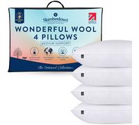 Slumberdown 100% British Wool Pillows 4 Pack - Naturally Cooling & Moisture-Wicking for Hot Sleepers, Luxury Back & Side Sleeper Bed Pillow - Hypoallergenic Cotton Cover, UK-Made (48 x 74cm)
