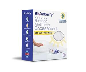 Slumberfy Queen Size Waterproof Bamboo Mattress Encasement by - Premium Skin-Safe Mattress Protector with 360 EZ Zipper, Lab-Tested Bed Bug, Zippered Mattress Encasement (60x80 in)