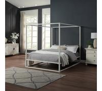 SlumberWorx Ashwell Modern 4 Poster White Double Metal Bed Frame
