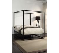 SlumberWorx Ashwell Modern Four 4 Poster Metal Bed Frame in Black | Size: Small Double SlumberWorx Black Small Double