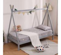 SlumberWorx Harry Kids Childrens Wooden Teepee Tent Single Bed Frame (Grey)