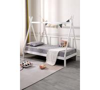 Harry Kids Childrens Wooden Teepee Tent Single Bed Frame SlumberWorx White Single