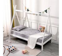 SlumberWorx Harry Kids Childrens Wooden Teepee Tent Single Bed Frame (White)
