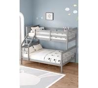 SlumberWorx Noah White Wooden Triple Sleeper Bunk Bed - Single & Double in Grey SlumberWorx Grey Double