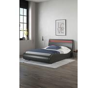 SlumberWorx Orion LED Lights Headboard Gaming Style Faux Leather Bed Frame w 15cm Comfort Foam Mattress in Black | Size: Single SlumberWorx Black Single