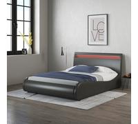 SlumberWorx Orion Led Lights Headboard Gaming Style Faux Leather Small Double Bed Frame (Black)