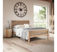 SlumberWorx Pitlochry Solid Wooden Oak Bed Frame - King- Shaker Style - With 15Cm Comfort Foam King Mattress