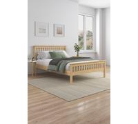 SlumberWorx Pitlochry Solid Wooden Oak Shaker Style Bed Frame in Light Oak | Size: Double SlumberWorx Light Oak Double