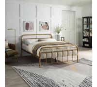 SlumberWorx Tewin Vintage Hospital Style Antique Brass King Size Metal Bed Frame