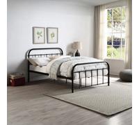 SlumberWorx Tewin Vintage Hospital Style Black Double Metal Bed Frame