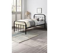 SlumberWorx Tewin Vintage Hospital Style Metal Bed Frame in Black | Size: Double SlumberWorx Black Double