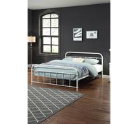 SlumberWorx Tewin Vintage Hospital Style Metal Bed Frame in White | Size: Double SlumberWorx White Double