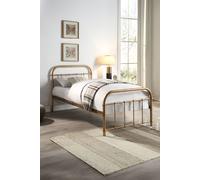 SlumberWorx Tewin Vintage Hospital Style Metal Bed Frame w 25cm Deep Pocket Memory Foam Mattress in Bronze | Size: King SlumberWorx Bronze King