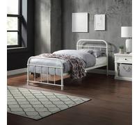 SlumberWorx Tewin Vintage Hospital Style White Single Metal Bed Frame