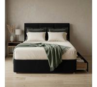 Slumbre Alton Plush Velvet Divan Bed, Headboard - 3Ft Single - Black - 0 Drawers