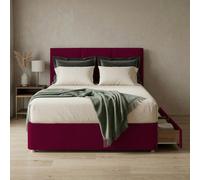 Slumbre Alton Plush Velvet Divan Bed, Headboard - 3Ft Single - Burgundy - 0 Drawers