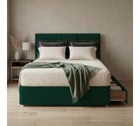 Slumbre Alton Plush Velvet Divan Bed, Headboard - 3Ft Single - Emerald Green - 0 Drawers