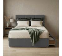 Slumbre Alton Plush Velvet Divan Bed, Headboard - 3Ft Single - Grey - 2 Drawers Same Side