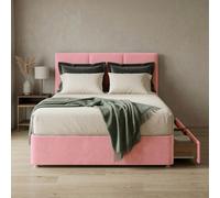 Slumbre Alton Plush Velvet Divan Bed, Headboard - 3Ft Single - Pink - 0 Drawers