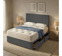 Slumbre Portland Plush Velvet Divan Bed, 50" Headboard - 3Ft Single - Grey - 0 Drawers