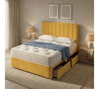 Slumbre Portland Plush Velvet Divan Bed, 50" Headboard - 3Ft Single - Turmeric - 0 Drawers
