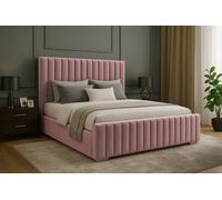 Slumbre Portland Plush Velvet Ottoman Storage Bed, With Footboard - 4Ft Small Double - Pink