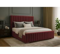 Slumbre Portland Plush Velvet Ottoman Storage Bed, With Footboard - 6Ft Super King - Burgundy